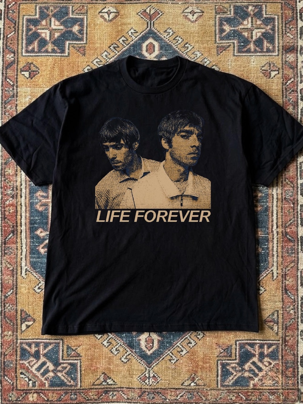 Oasis “Life Forever” Liam and Noel Gallagher 90s Rock Band Graphic Tee - Black